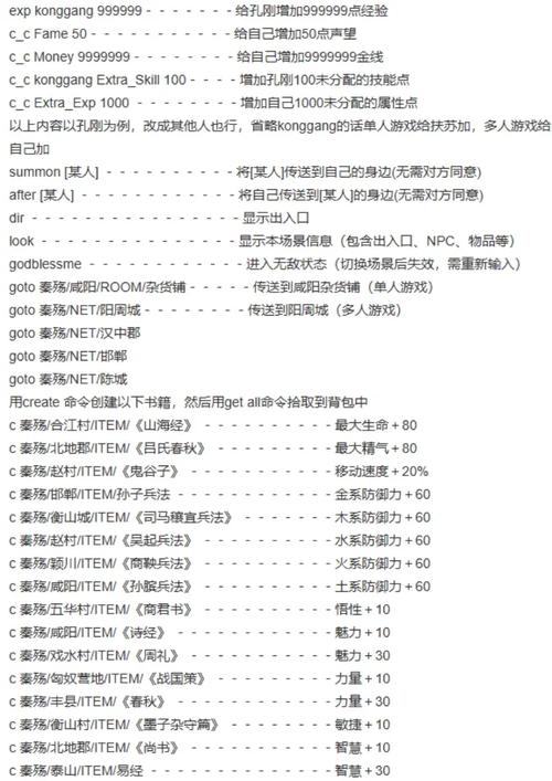 CSOL单机版指令代码使用指南